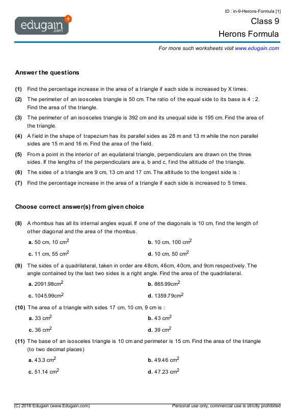 Herons Formula